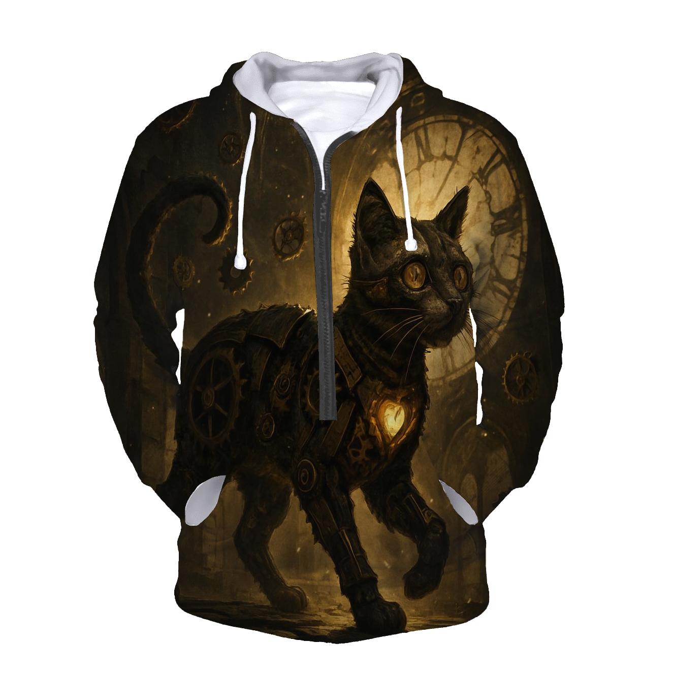Clockwork Explorer Mechanical Cat graphic hoodies