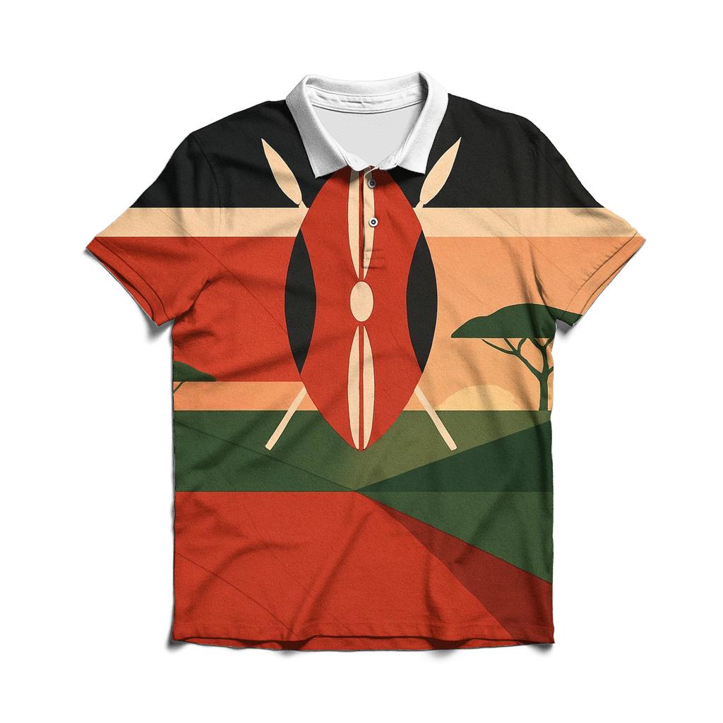 Kenya Geometric Horizon casual sports polo shirts