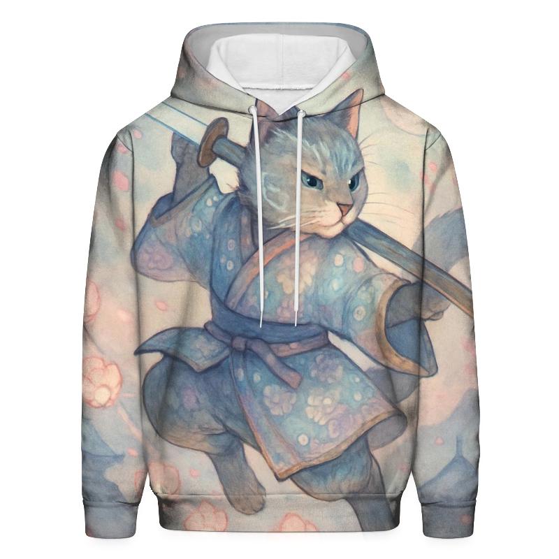 Samurai Moon Guardian Cat lightweight hoodies