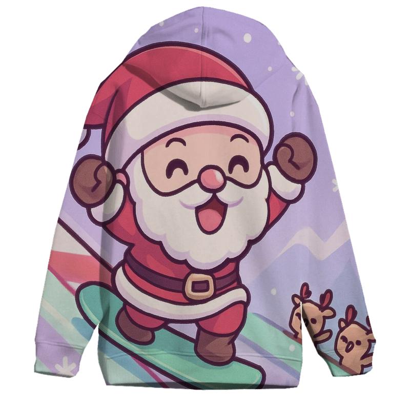 Chibi Snowboard Santa Boom printed hoodies