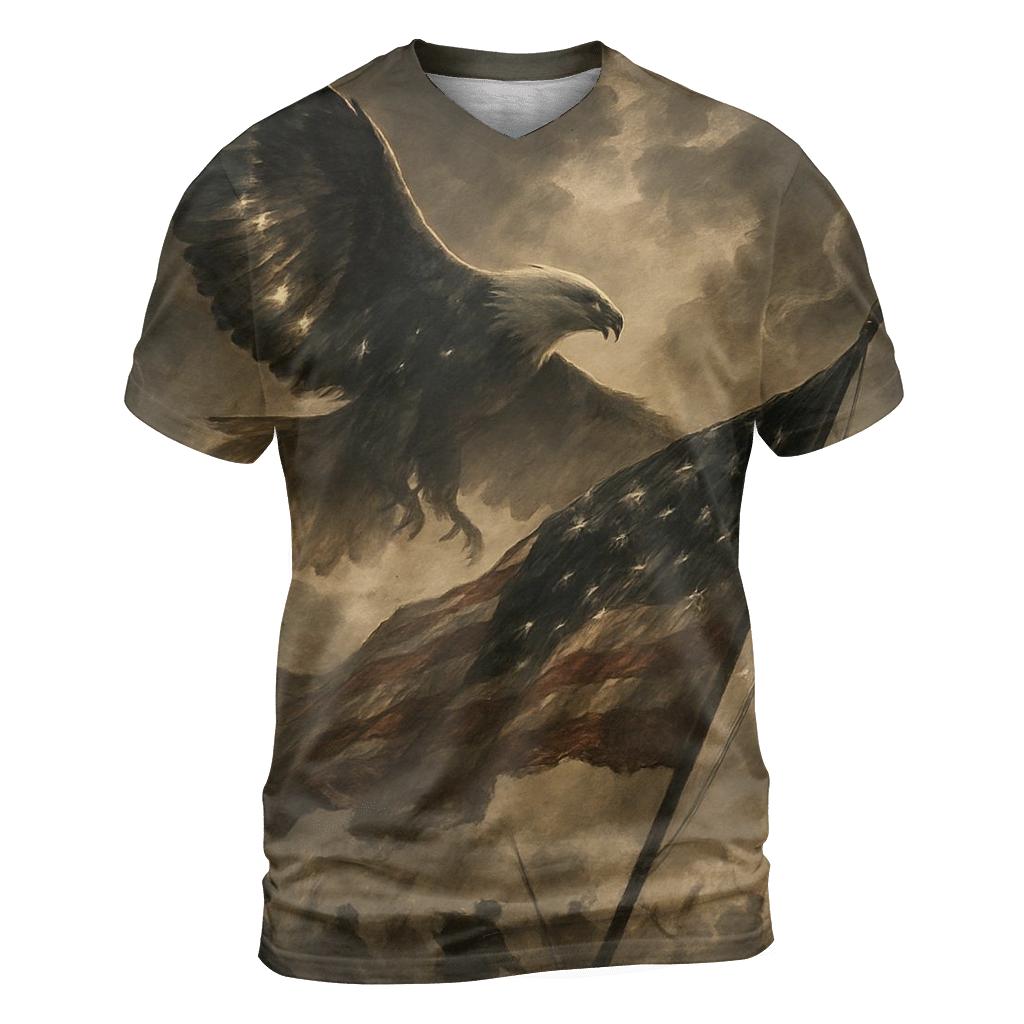 Eagle Over Watch vibrant all-over design tees
