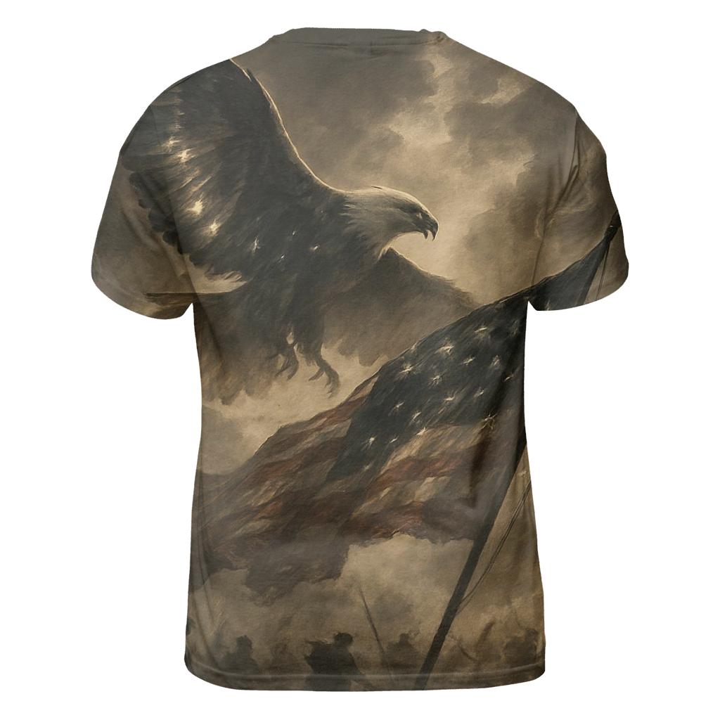 Eagle Over Watch vibrant all-over design tees