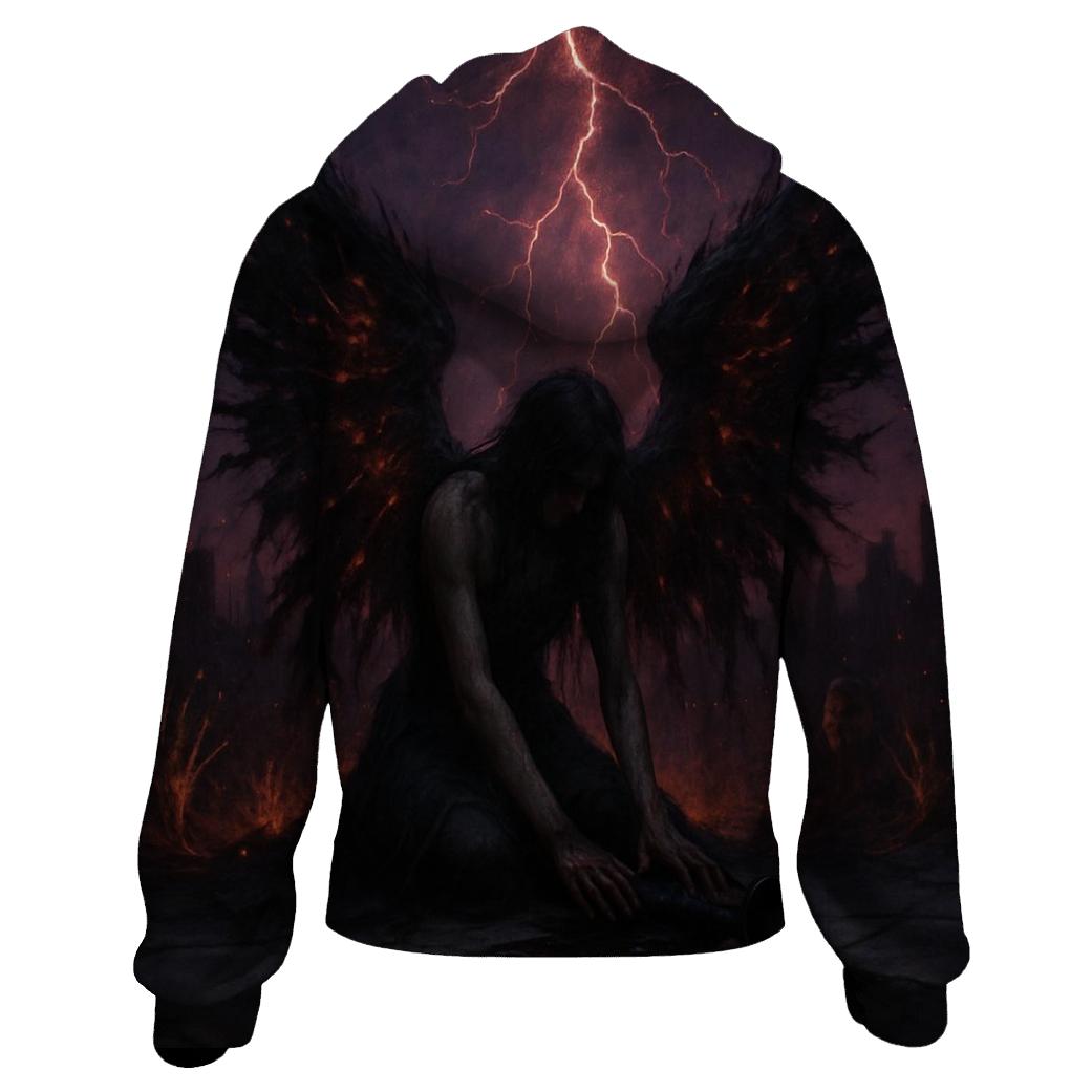 Fallen Angel Of Ashen Wings embroidered hoodies