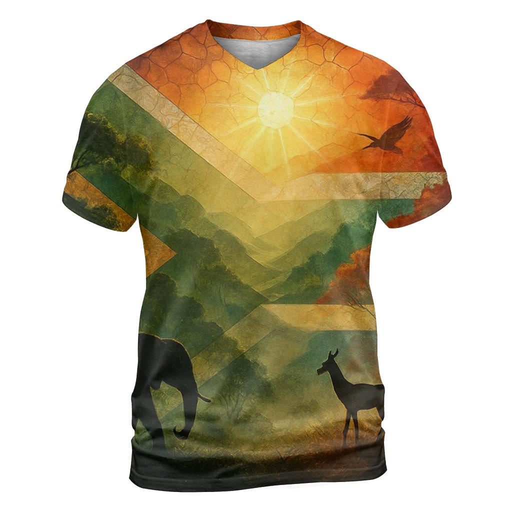 South Africa Mosaic Forest vibrant all-over design tees