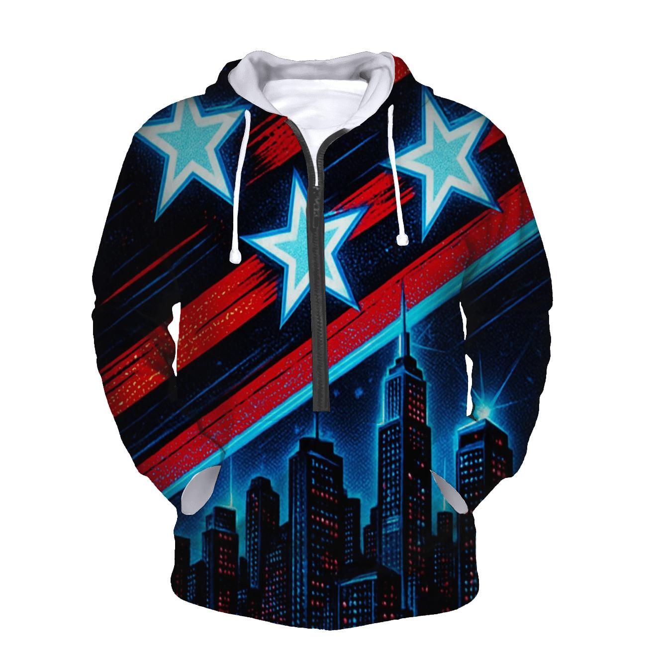Neon Stripes Skyline designer hoodies
