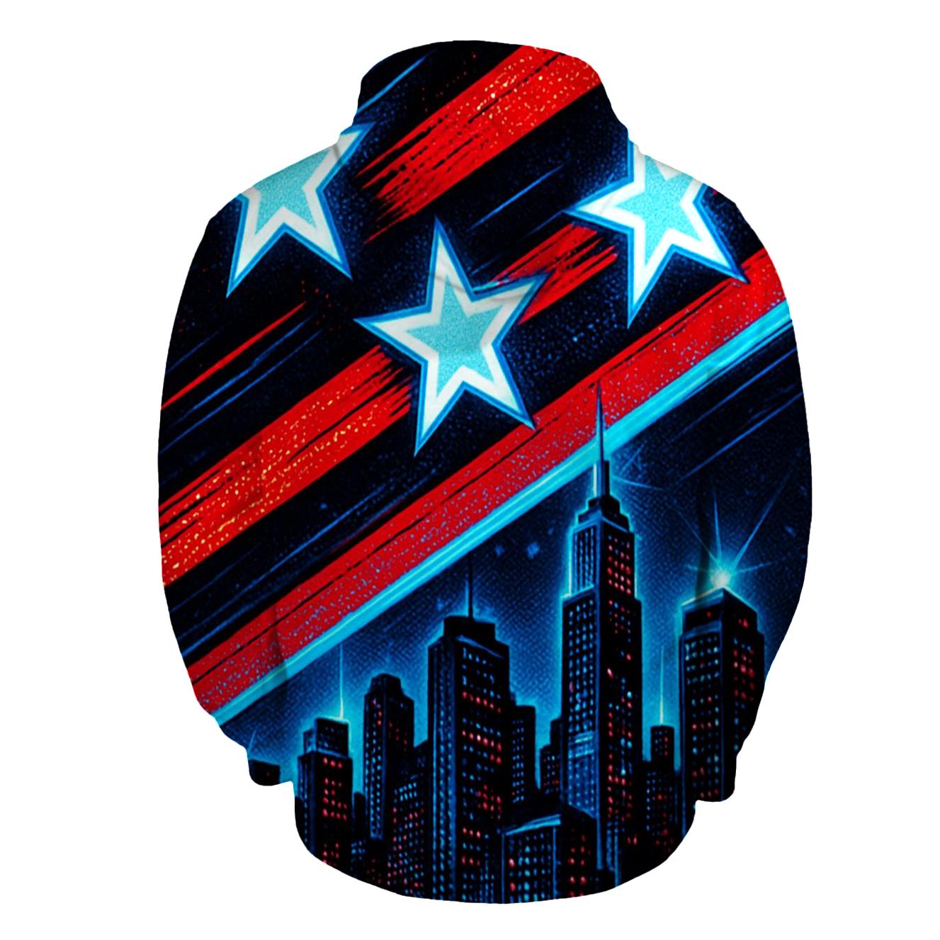 Neon Stripes Skyline designer hoodies