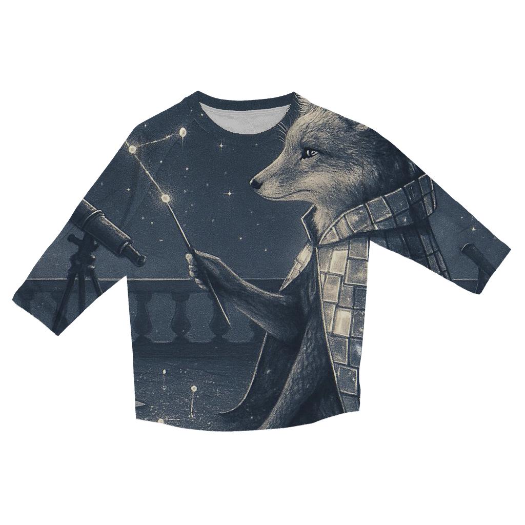 Mirrored Orion Fox printed three quarter sleeve shirts