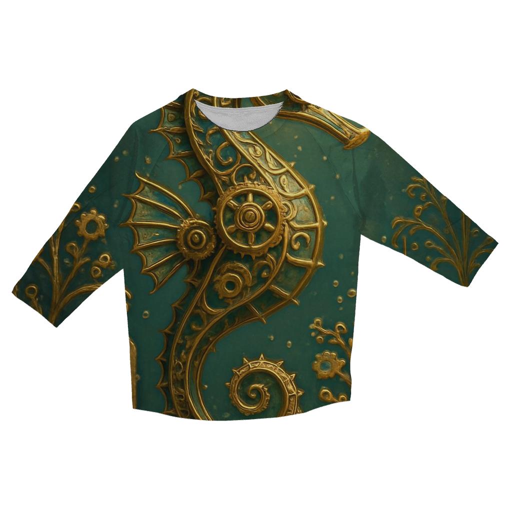 Gilded Coral Seahorse custom 3/4 sleeve shirts