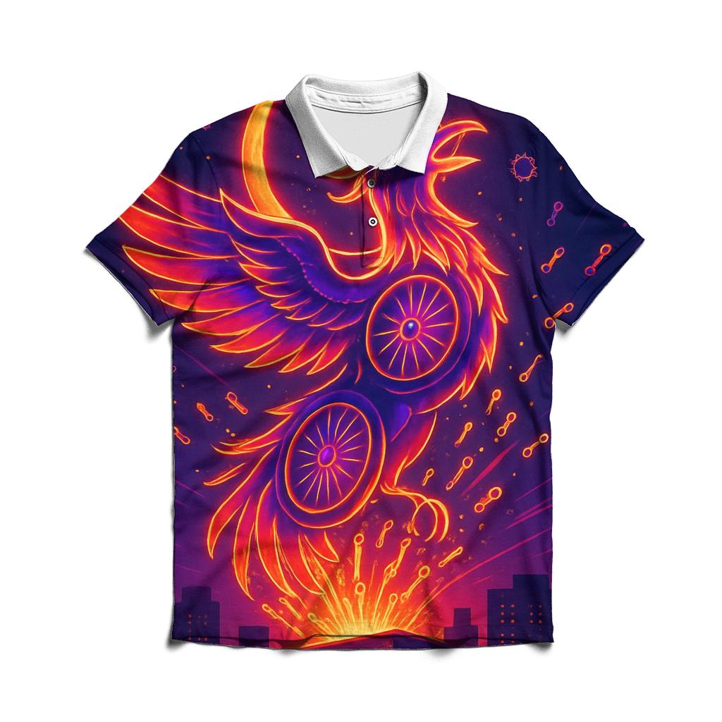 Stargazer Bicycle Phoenix embroidered polo tops