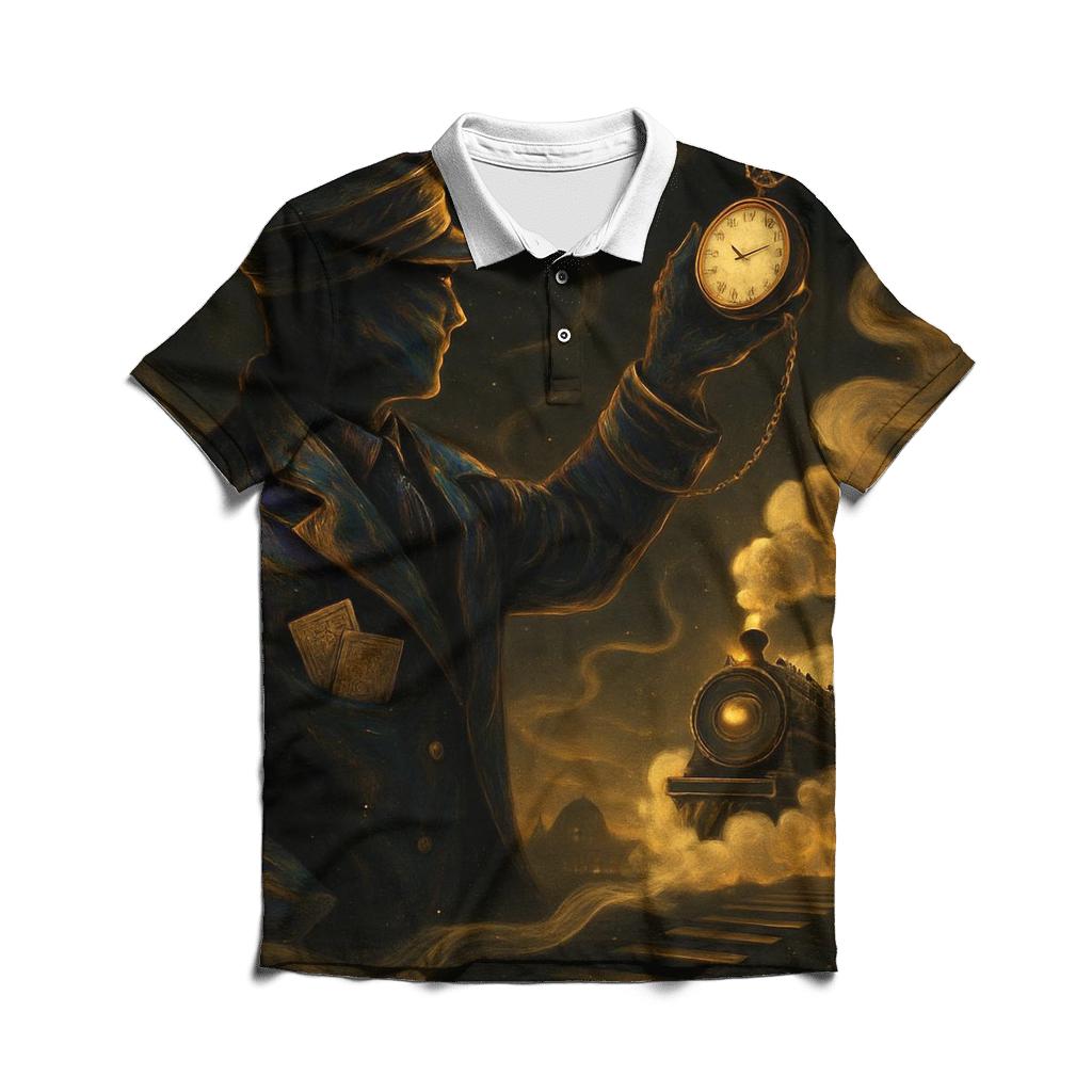Iridescent Train Conductor personalized polo shirts