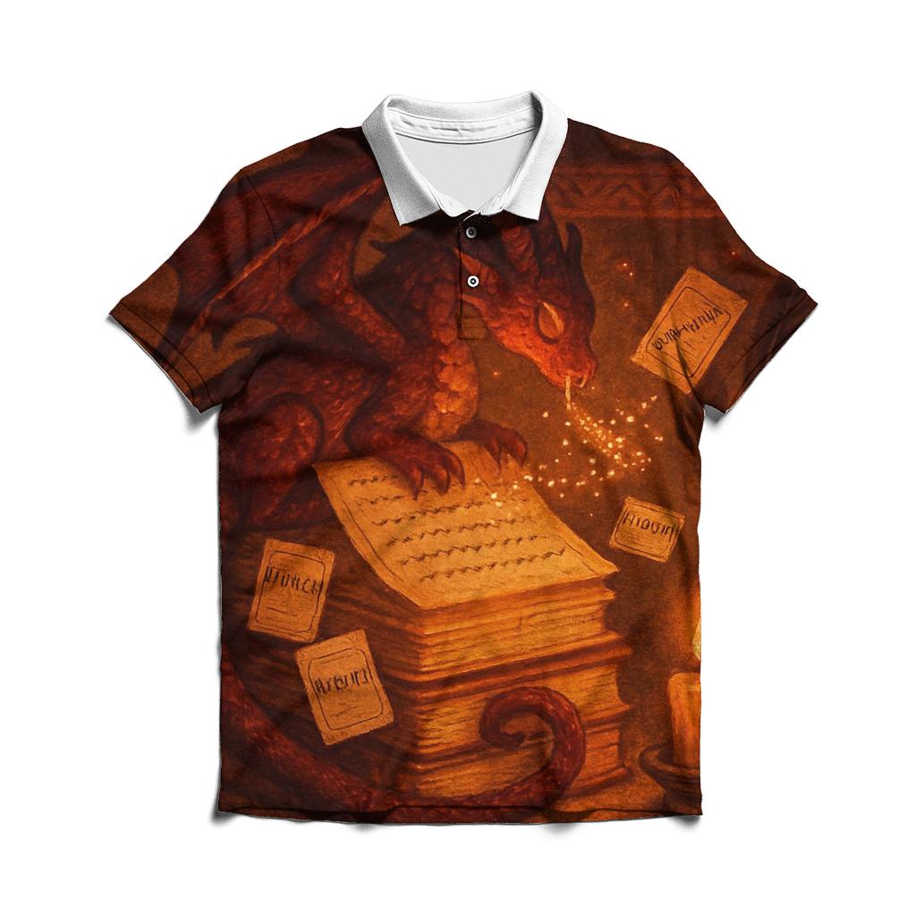 Emberbound Scribe Dragon premium cotton polo shirts