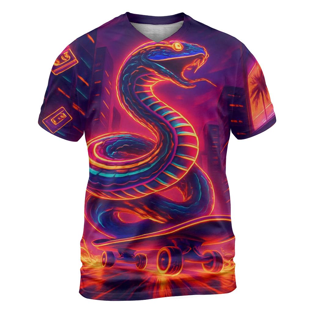 Synthwave Skate Serpent statement graphic shirts