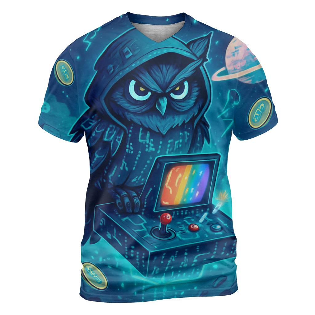 Celestial Arcade Owl creative print fashion shirts
