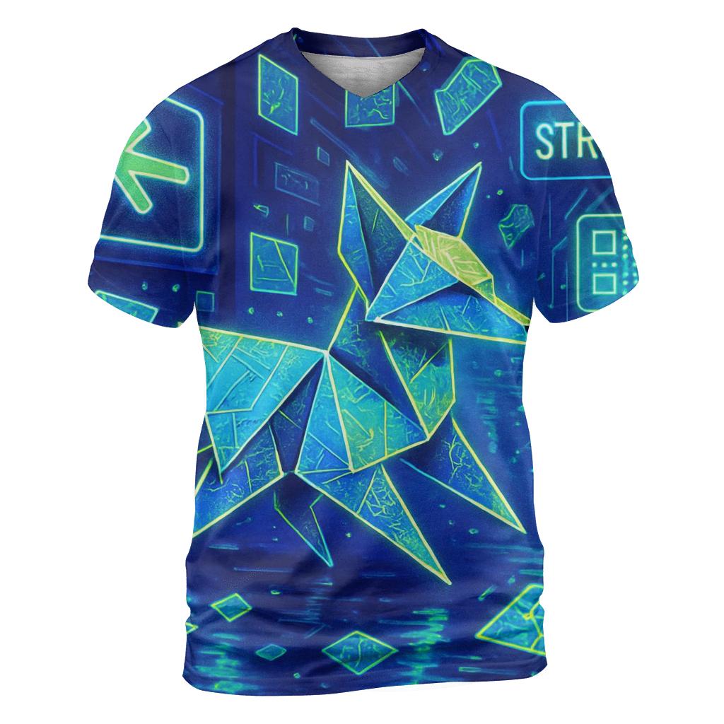 Chromatic Origami Fox creative print fashion shirts