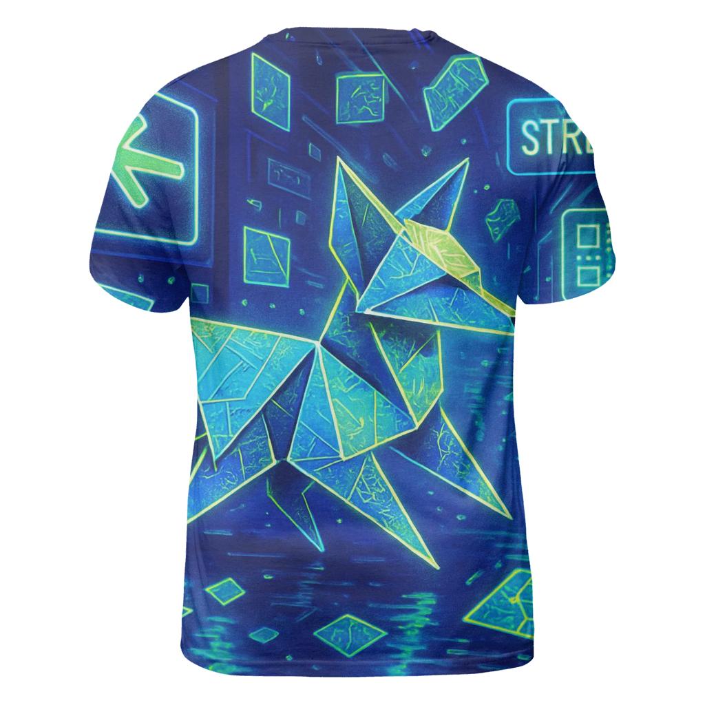 Chromatic Origami Fox creative print fashion shirts