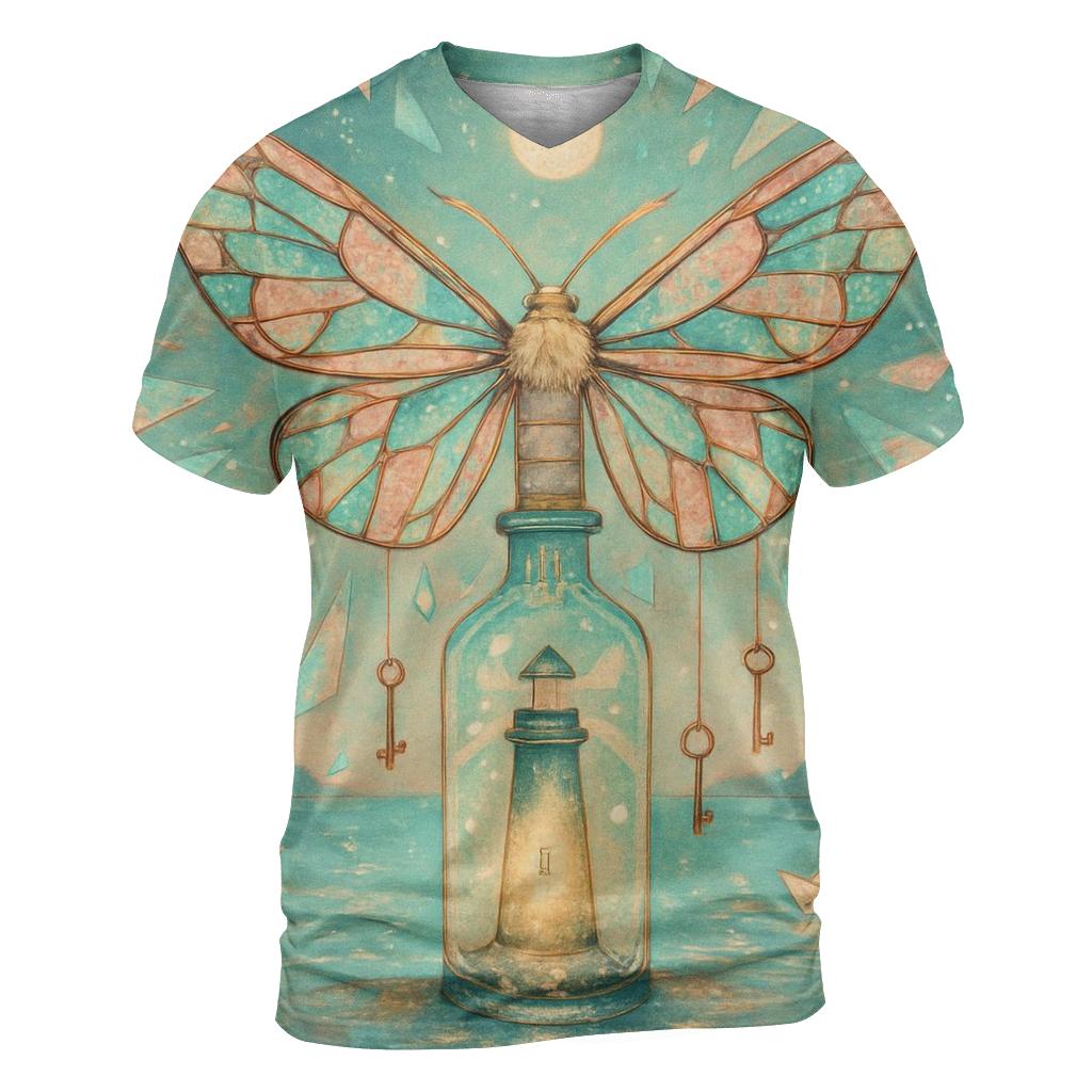 Glass Harbor Moth vibrant all-over design tees
