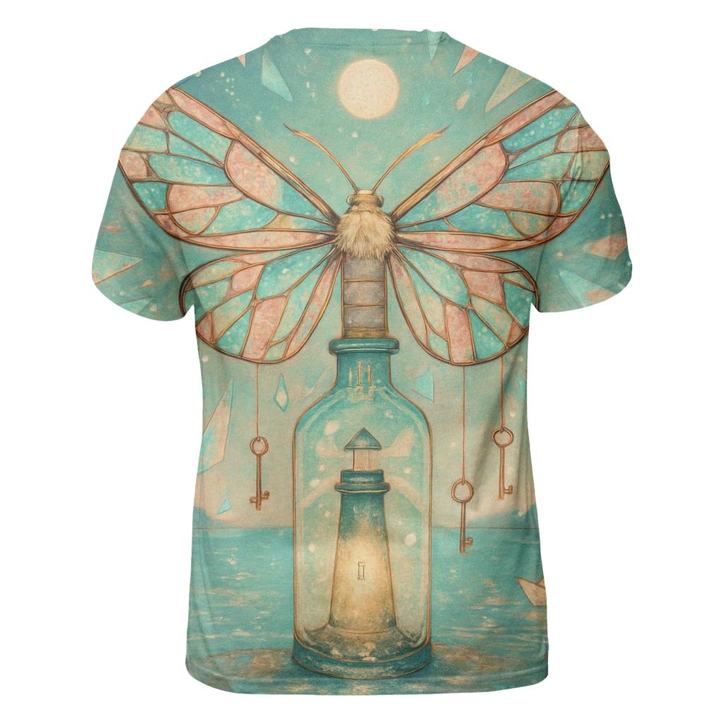 Glass Harbor Moth vibrant all-over design tees