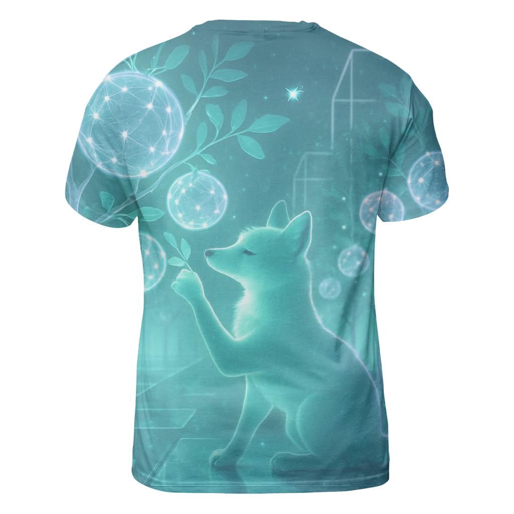 Holographic Orchard Fox artistic all-over print tops