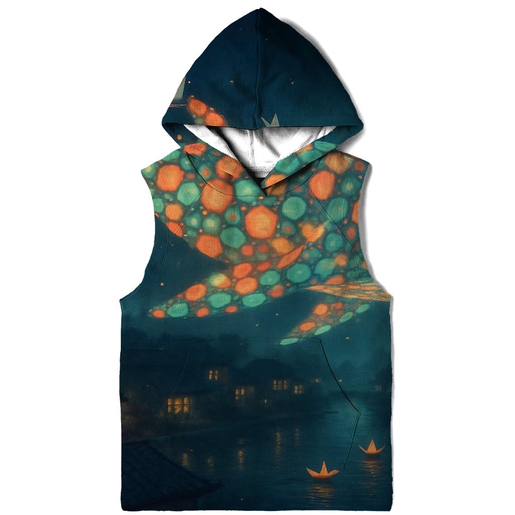 Polychrome Lantern Whale printed hoodies