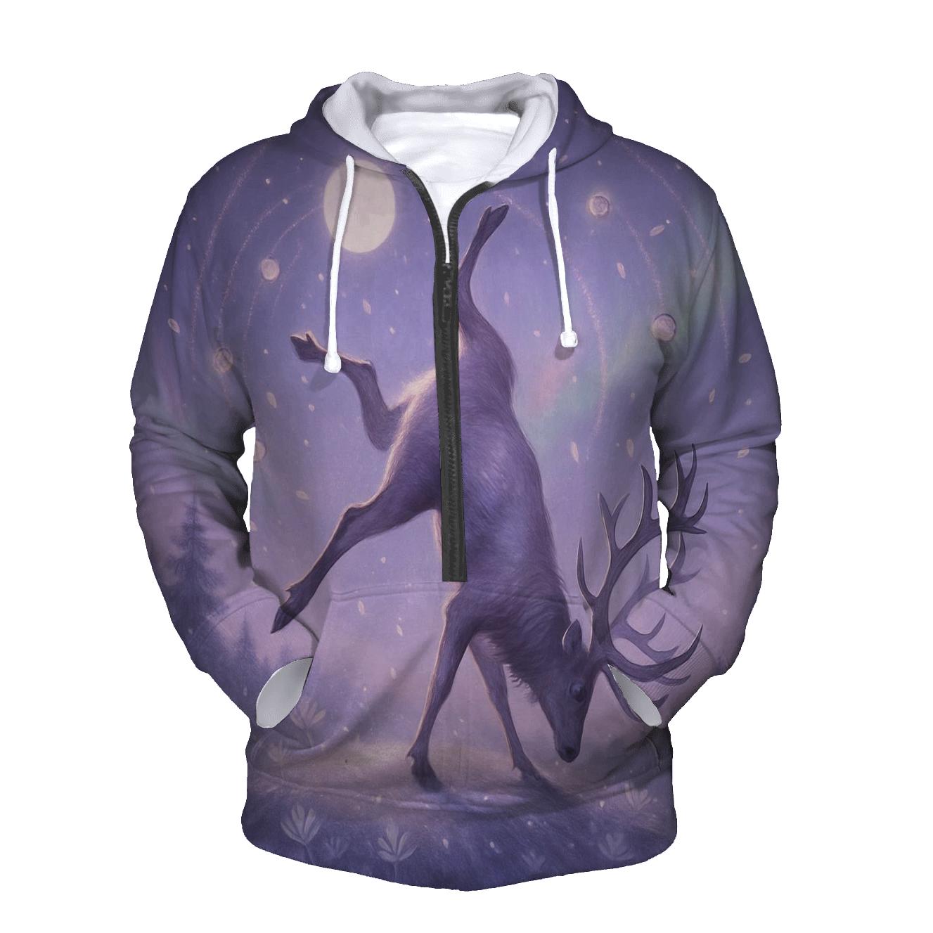 Moonlight Cartwheel Elk embroidered hoodies