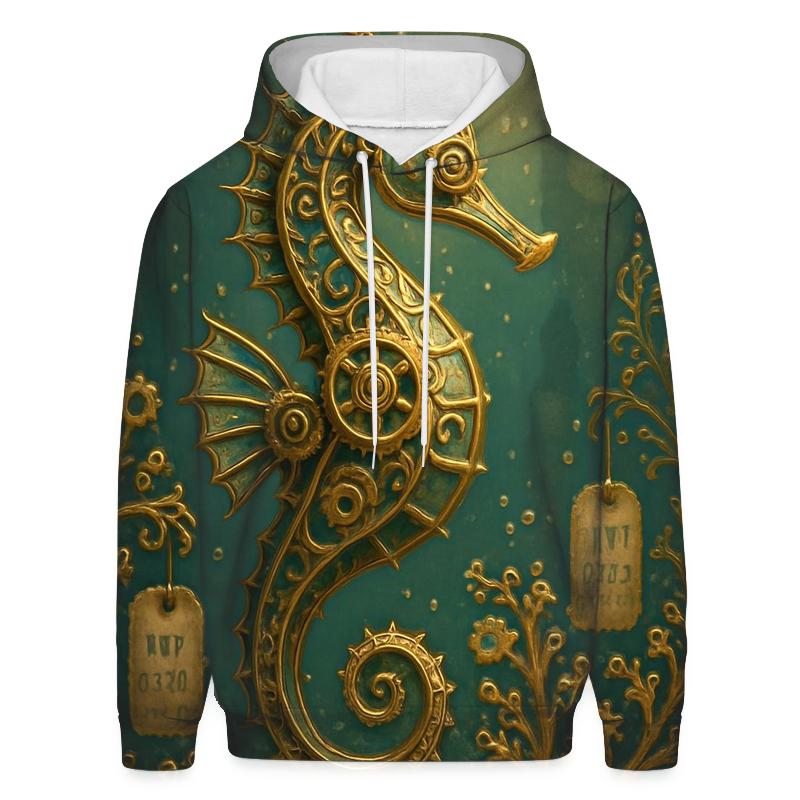 Gilded Coral Seahorse designer hoodies