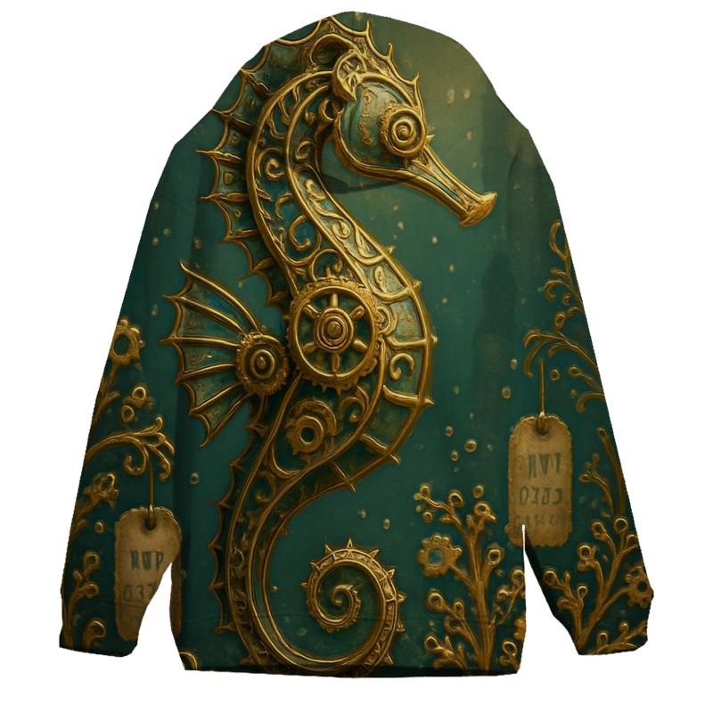 Gilded Coral Seahorse designer hoodies