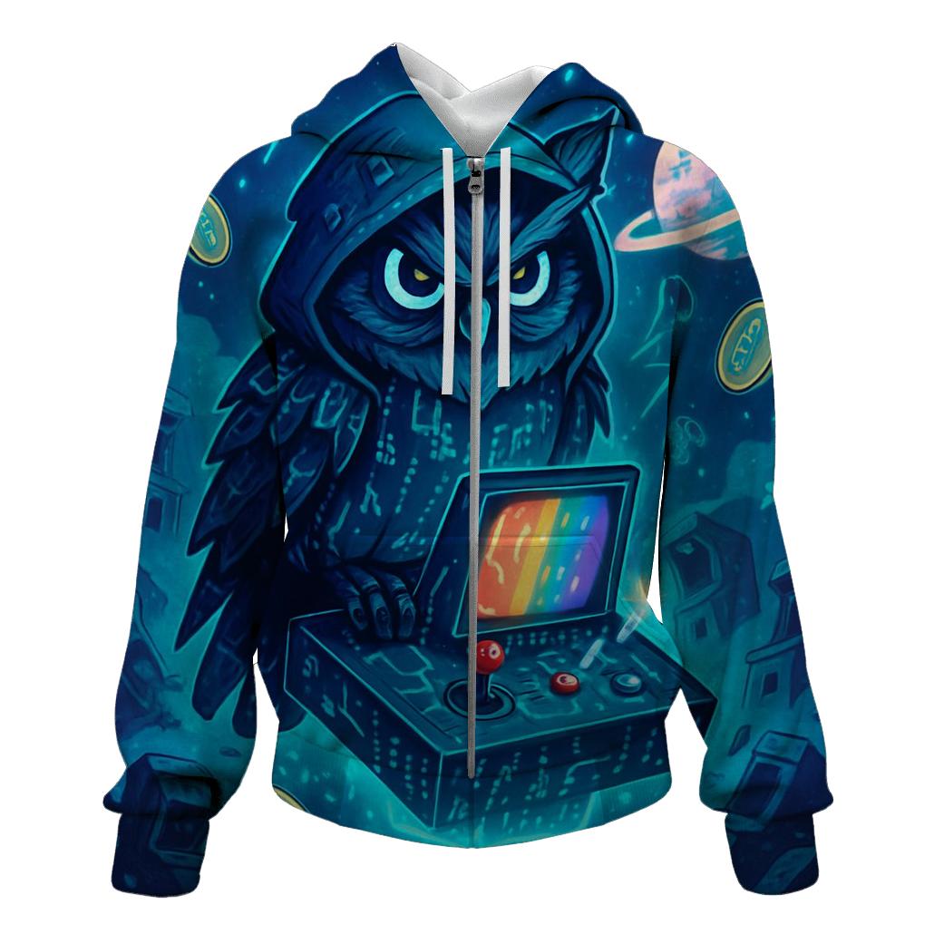 Celestial Arcade Owl designer hoodies