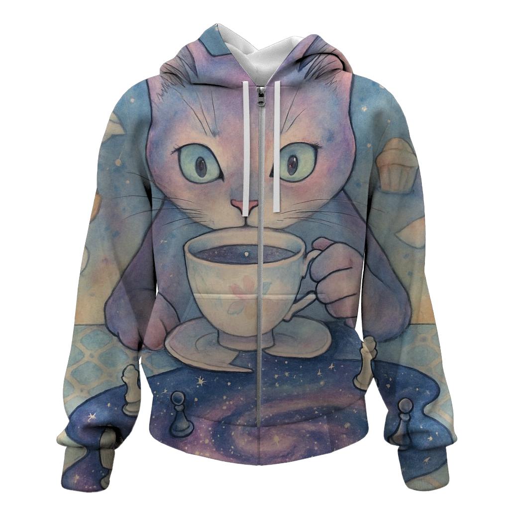Quantum Tea Cat designer hoodies