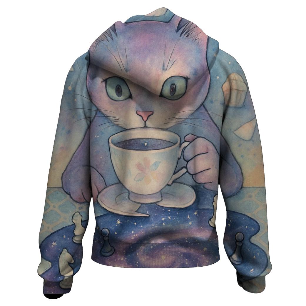 Quantum Tea Cat designer hoodies