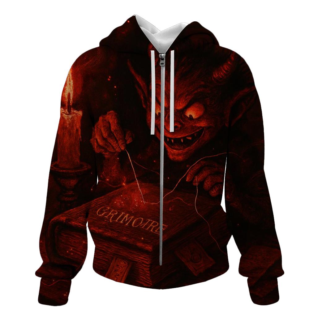 Infernal Bookbinder Imp graphic hoodies