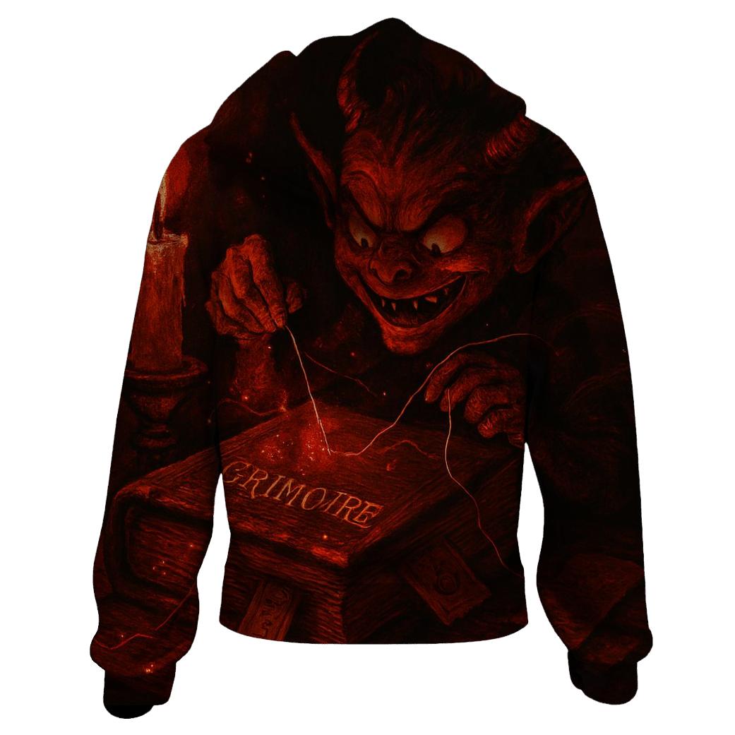Infernal Bookbinder Imp graphic hoodies