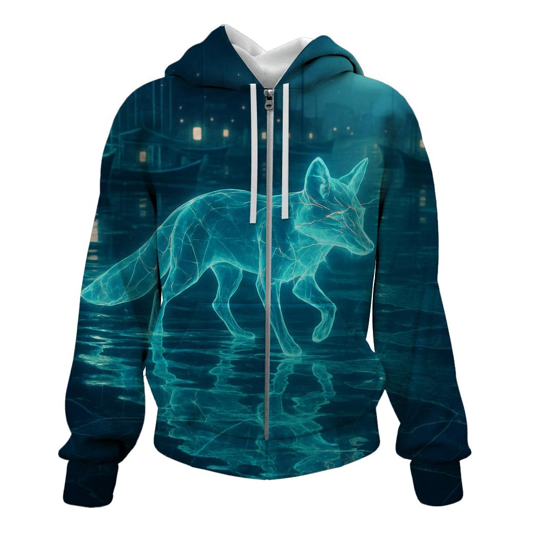 Hologram Harbor Fox graphic hoodies