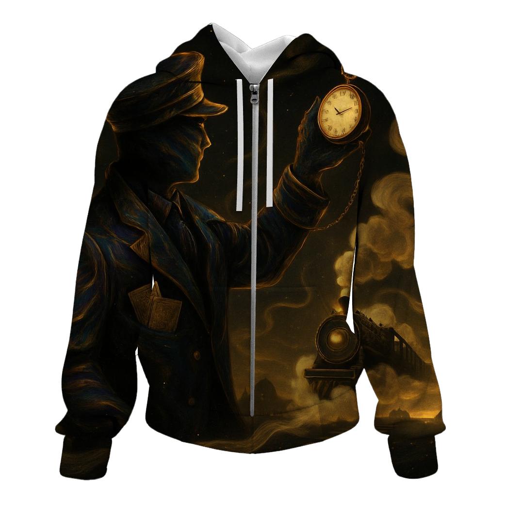Iridescent Train Conductor embroidered hoodies
