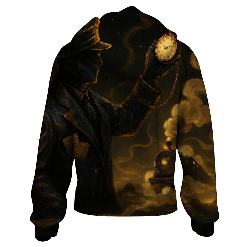Iridescent Train Conductor embroidered hoodies