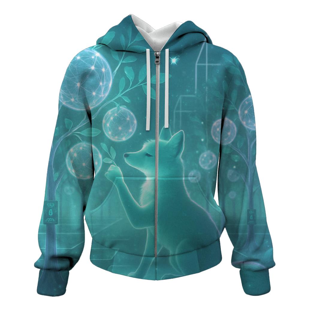 Holographic Orchard Fox pullover hoodies