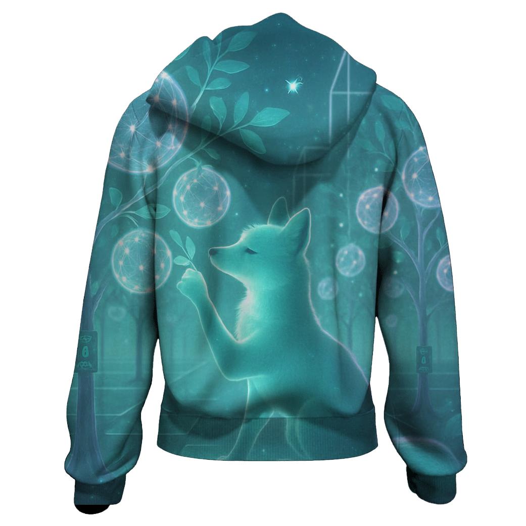 Holographic Orchard Fox pullover hoodies
