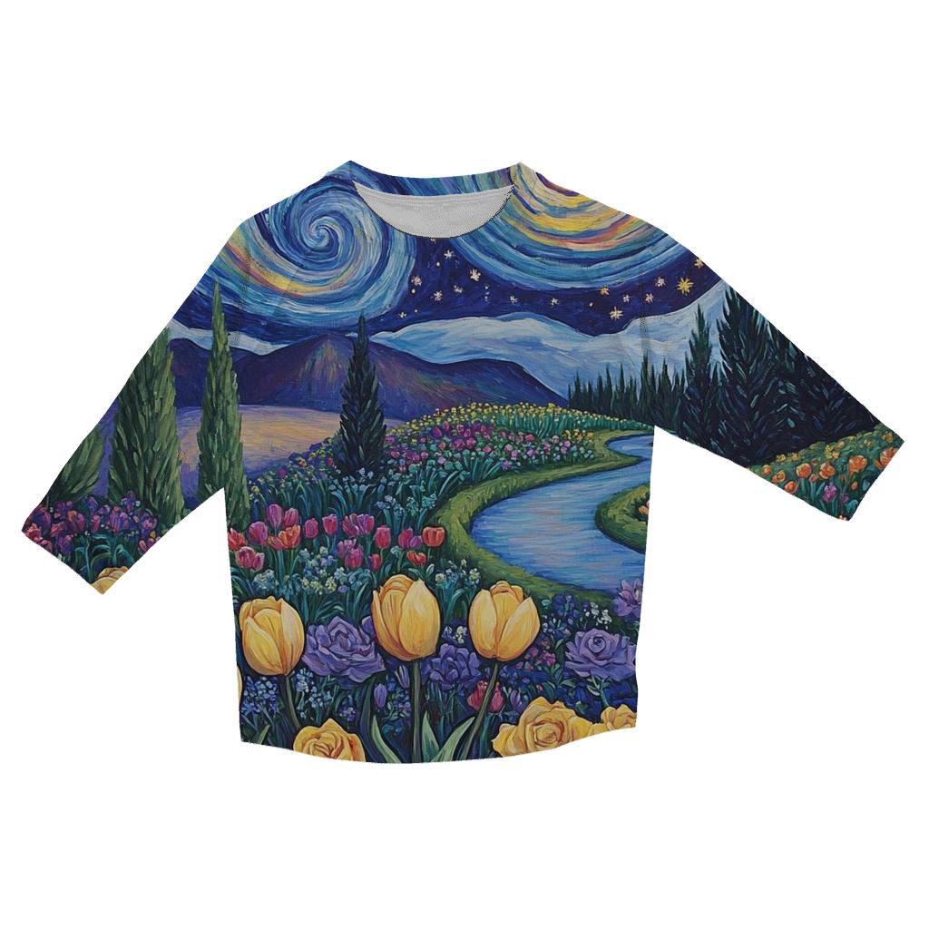 Van Gogh Inspired Galactic Garden personalized 3/4 sleeve tees
