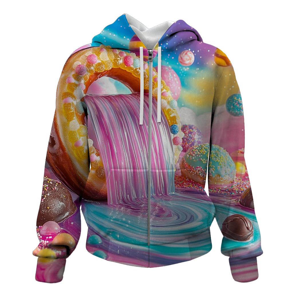 Cosmic Candy Cascade printed hoodies