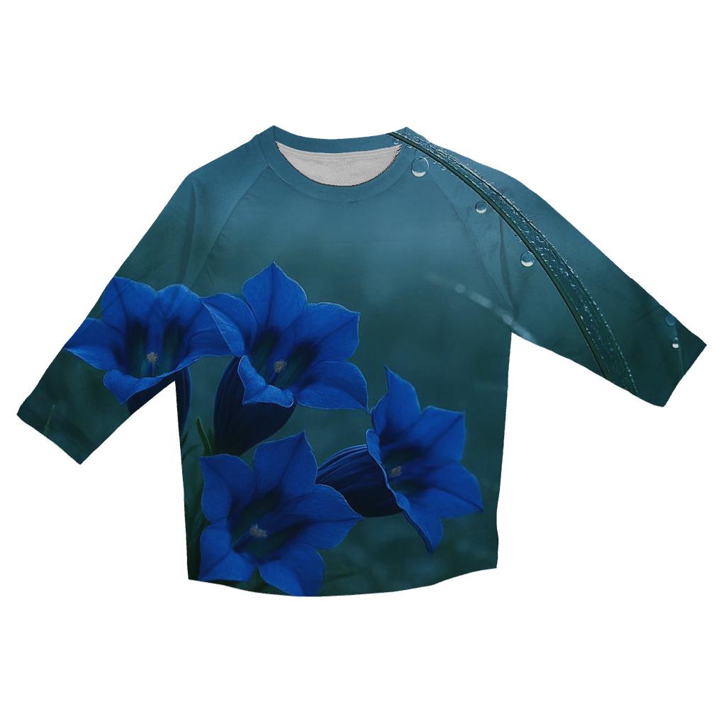Midnight Meadow Of Alpine Gentians cotton quarter sleeve shirts