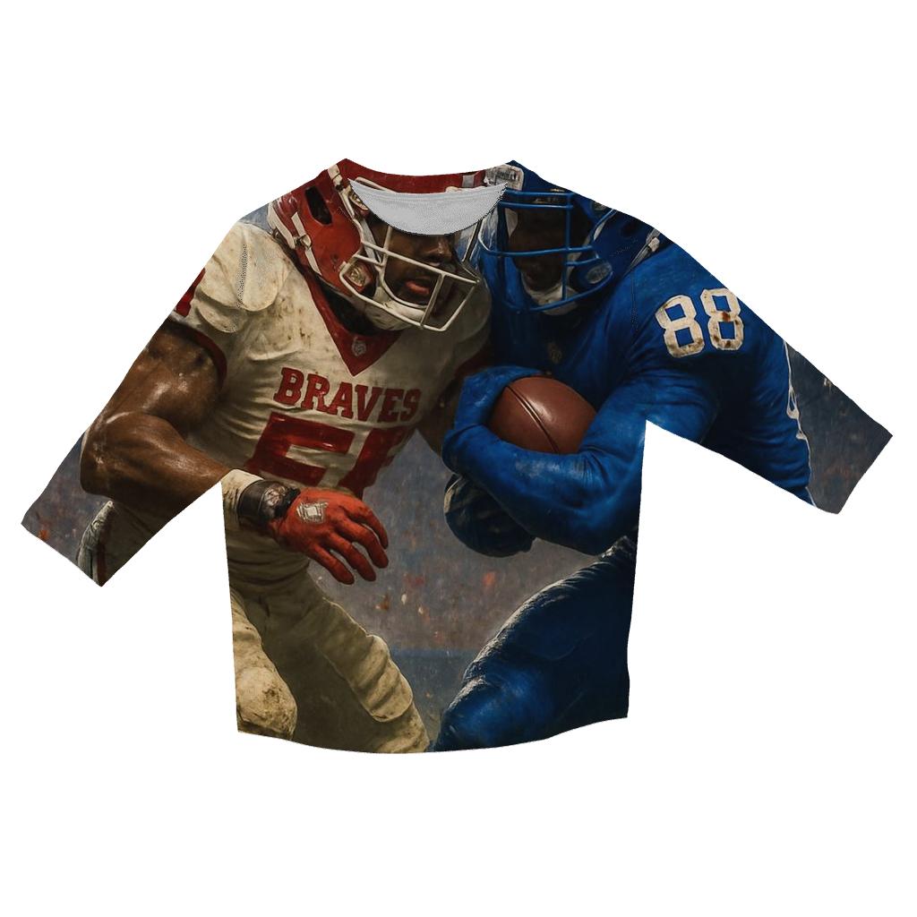 Gridiron Showdown Braves Vs Cubs Clash casual three quarter sleeve shirts
