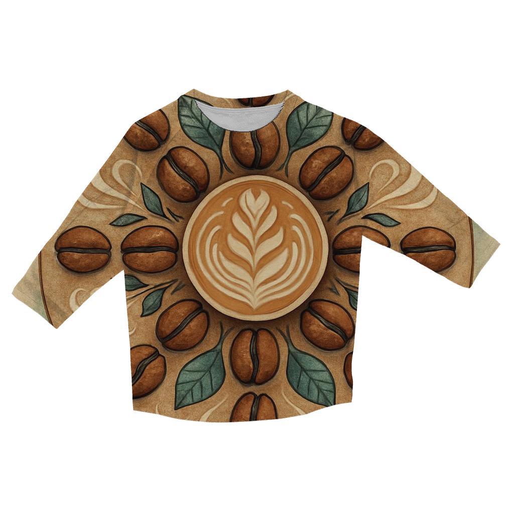 Latte Bloom Mandala fashion 3/4 sleeve shirts