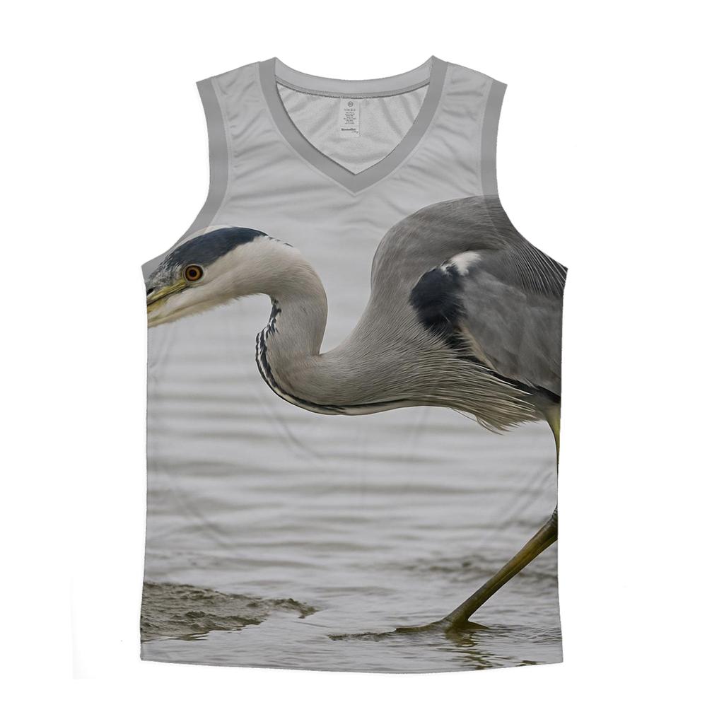Misty Estuary Heron sports performance tank tops