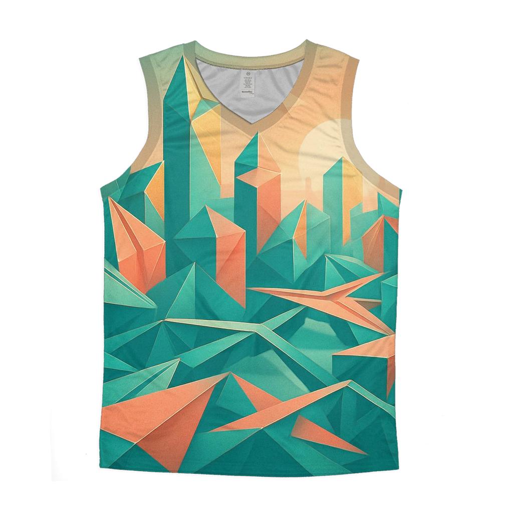 Chromatic Origami City graphic print tank tops
