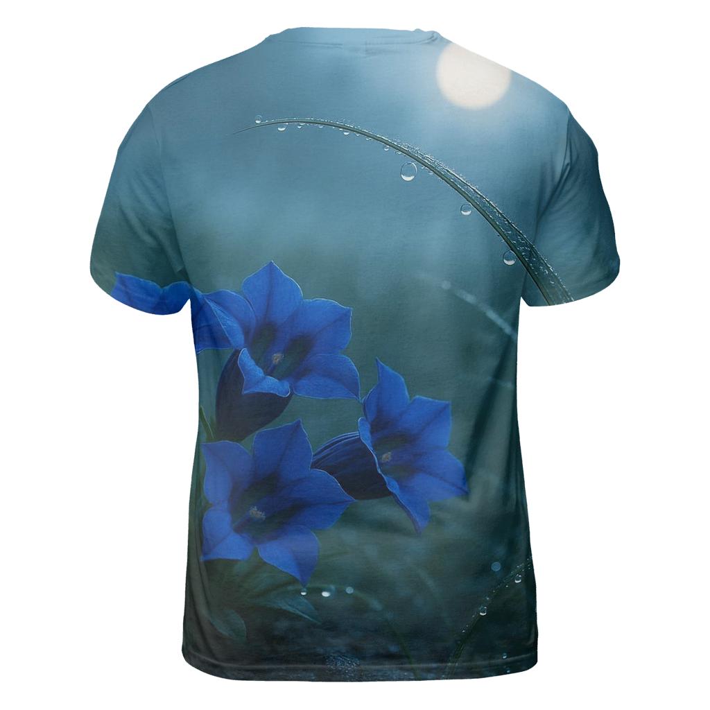 Midnight Meadow Of Alpine Gentians designer pattern shirts