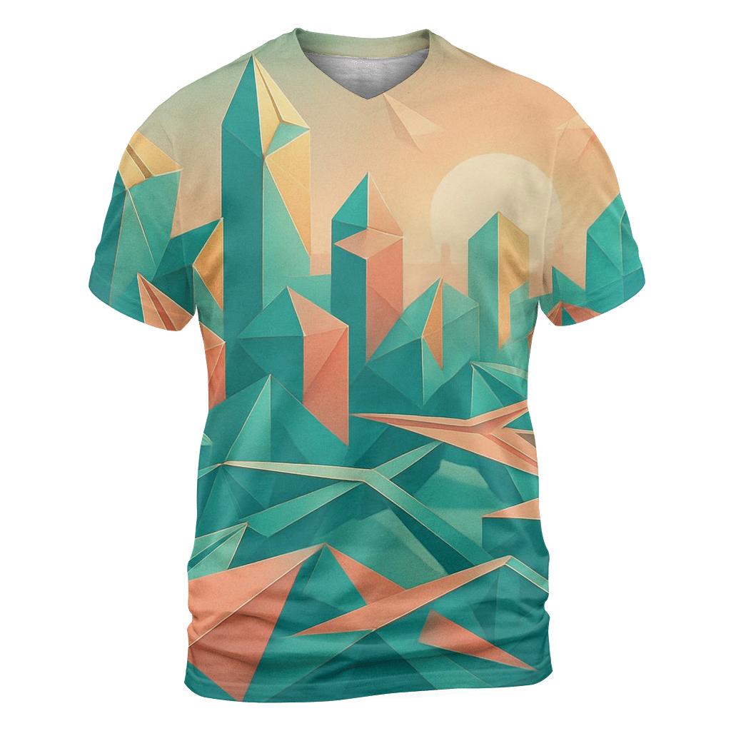 Chromatic Origami City designer pattern shirts