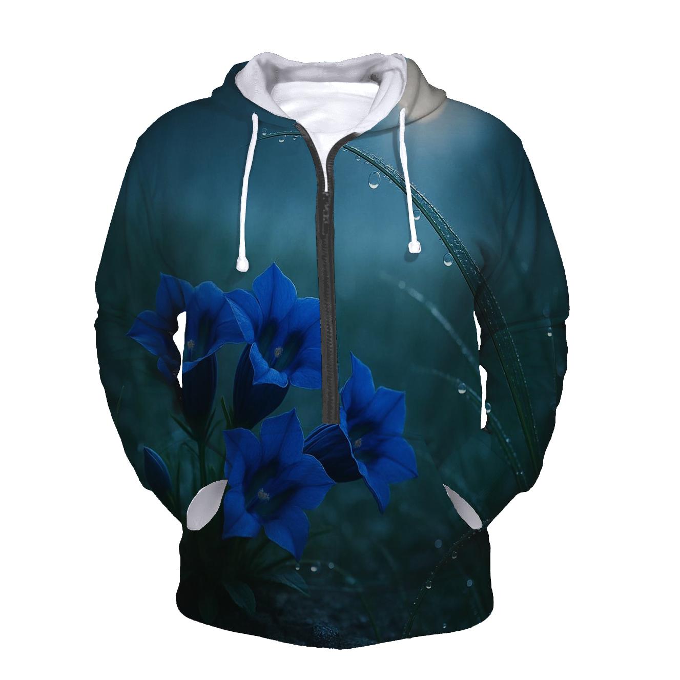 Midnight Meadow Of Alpine Gentians pullover hoodies