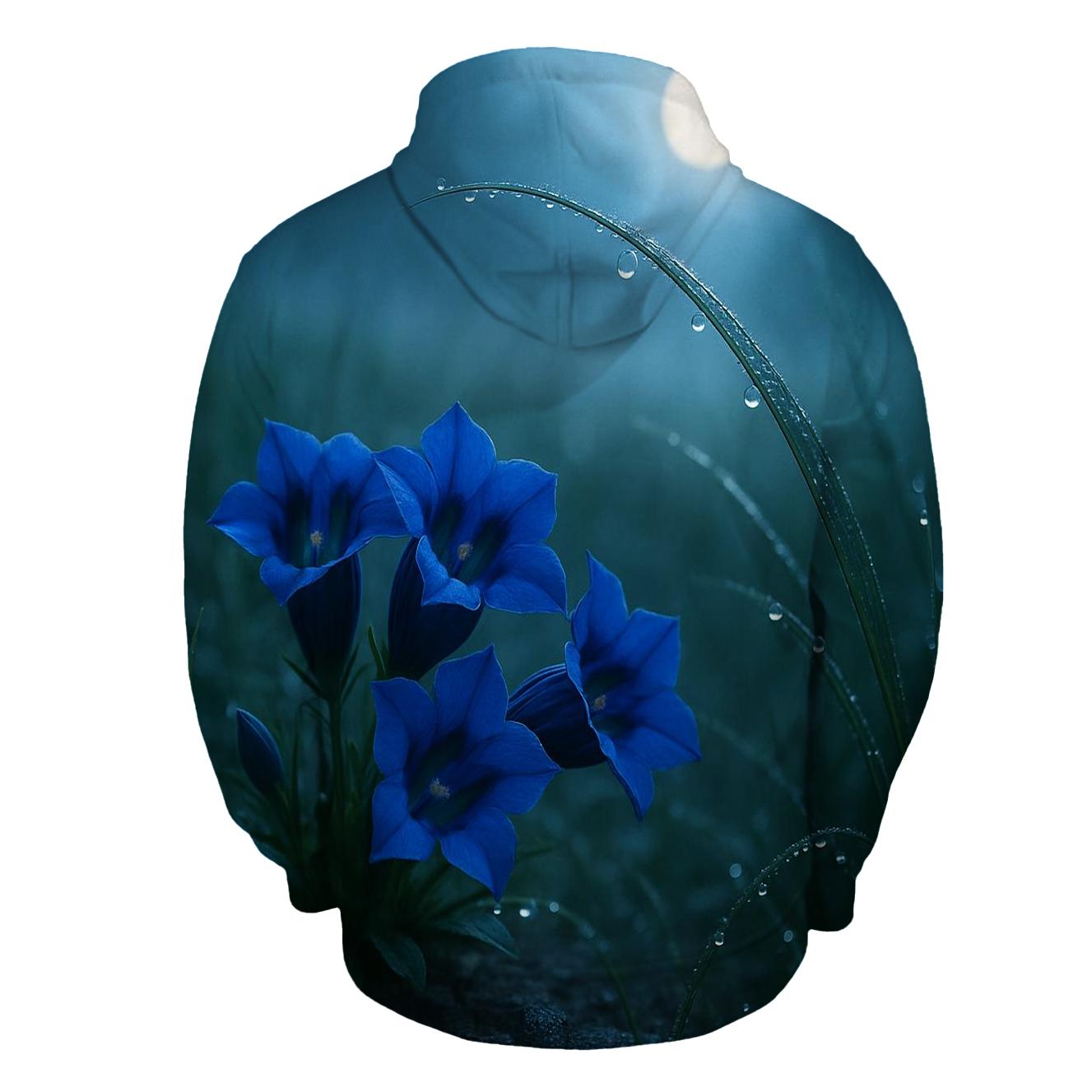 Midnight Meadow Of Alpine Gentians pullover hoodies