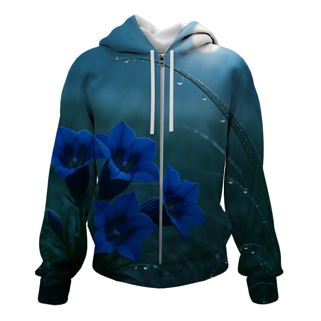 Midnight Meadow Of Alpine Gentians hoodie trends