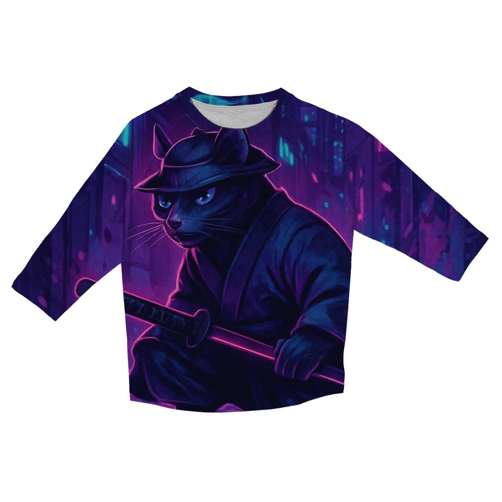 Neon Alley Samurai Cat designer 3/4 sleeve blouses