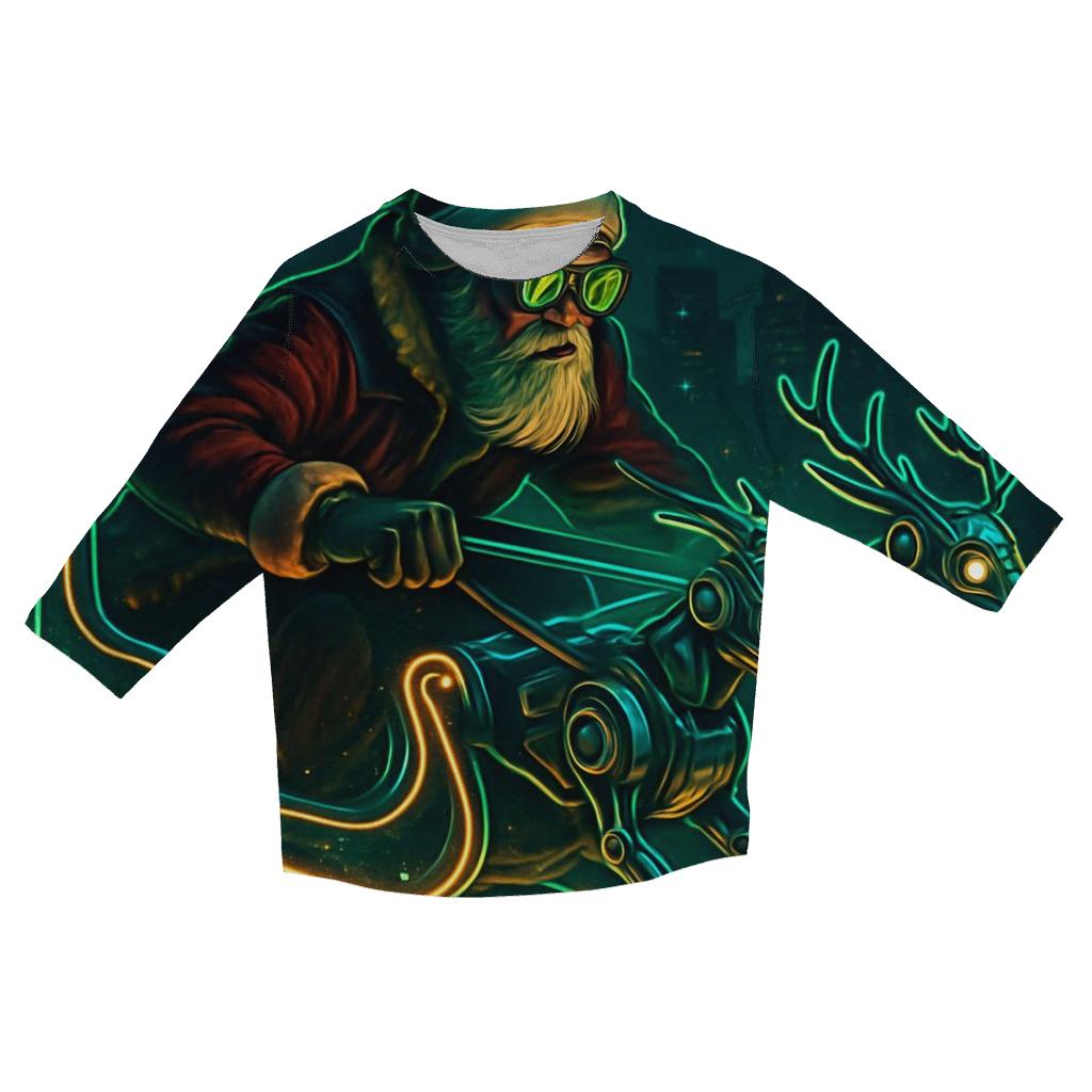 Neon Sleigh Rider Santa stylish quarter sleeve tops